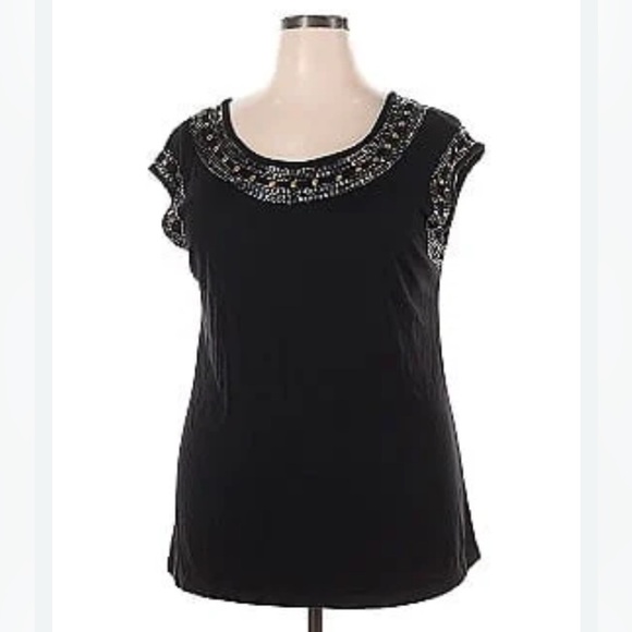 A.N.A black Shift Dresses sleeveless with sequins around the collar size large - Picture 1 of 5